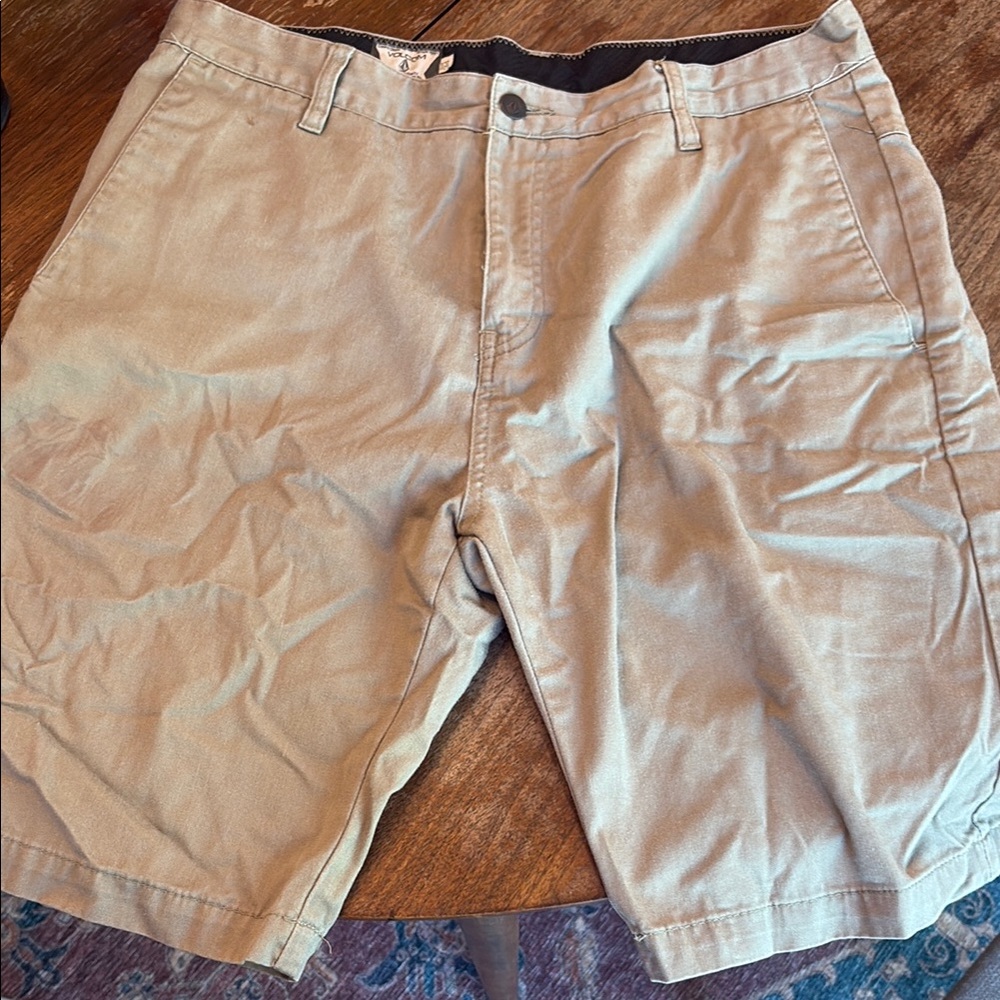 Volcom Tan Flat Front Shorts Lightweight Casual